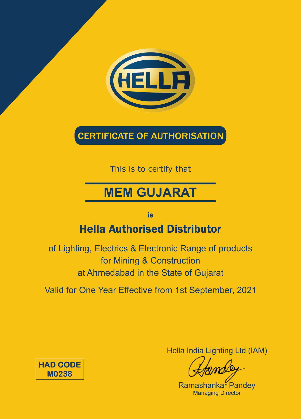 Distributor-Certificate (MEM Gujarat)